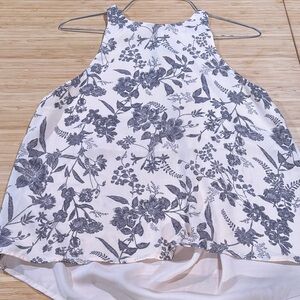 Forever 21 Floral Tank Top - Black and White